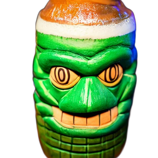 bottle, mask, face, creature, 3d render, closeup, photorealistic, photograph transparent PNG cut-out