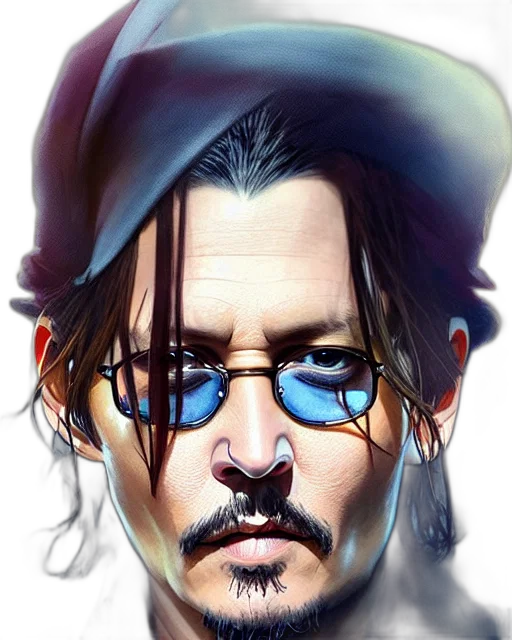face, hat, photorealistic, comic book art, cartoon, fantasy art, johnny, depp transparent PNG cut-out