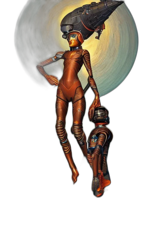 robot, staff, concept art, fantasy art transparent PNG cut-out