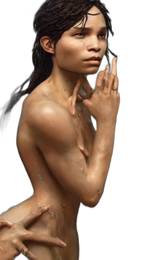 hair, face, jewelry, staff transparent PNG cut-out