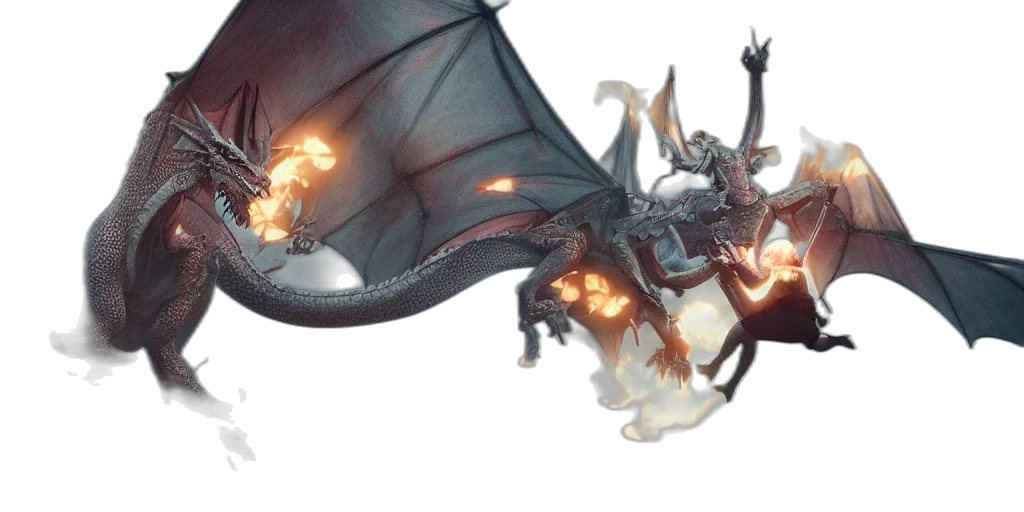 dragon, creature, sword, weapon, concept art, fantasy art, 3d render, comic book art transparent PNG cut-out