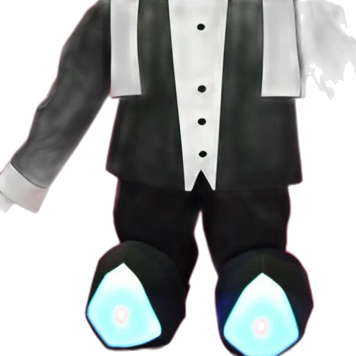 robot, staff, jacket, mask, 3d render, concept art, cartoon, vaporwave transparent PNG cut-out