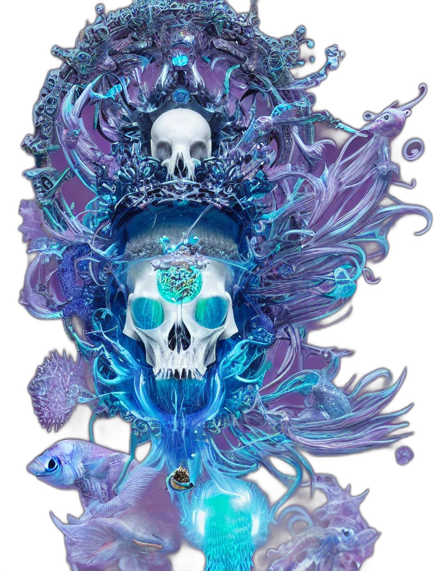 jewelry, crown, mask, fantasy art, concept art, watercolor, pixel art, underwater transparent PNG cut-out