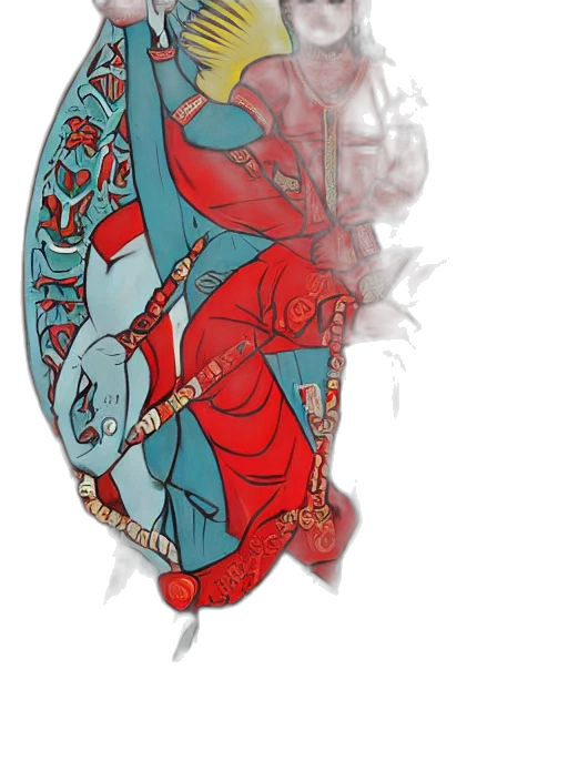 jacket, concept art, 3d render, cartoon, comic book art, red, blue, kali transparent PNG cut-out