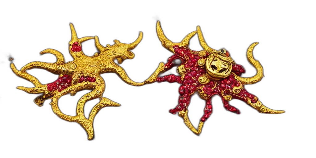 jewelry, crown, dragon, staff, 3d render, concept art, fantasy art, large transparent PNG cut-out