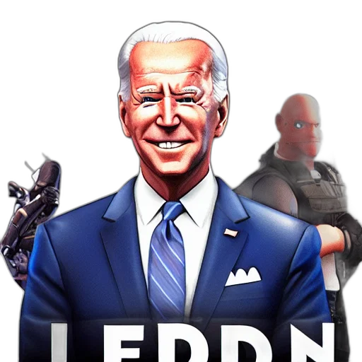 weapon, robot, pixel art, concept art, 3d render, comic book art, joe, biden transparent PNG cut-out