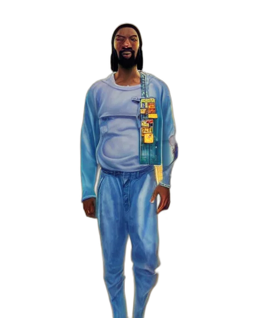 jacket, staff, vaporwave, concept art, pixel art, photorealistic, blue, stylish transparent PNG cut-out