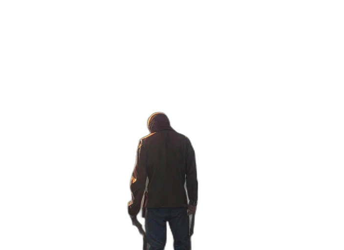 jacket, staff, weapon, sword, concept art, 3d render, pixel art, photorealistic transparent PNG cut-out