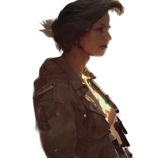jacket, face, staff, weapon transparent PNG cut-out