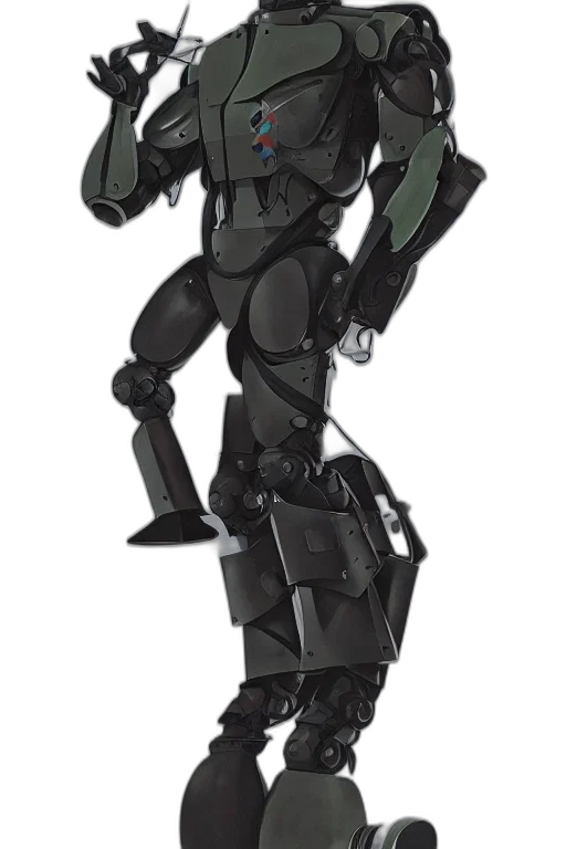 robot, weapon, concept art, 3d render, cyberpunk, pixel art, green, dark transparent PNG cut-out