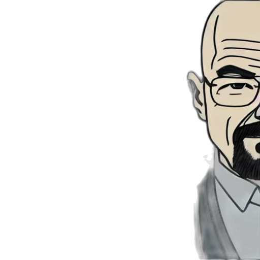 cartoon, concept art, comic book art, photorealistic, walter, white, sakuga transparent PNG cut-out