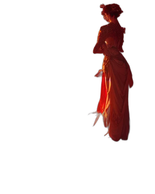 staff, dress, dragon, hair transparent PNG cut-out