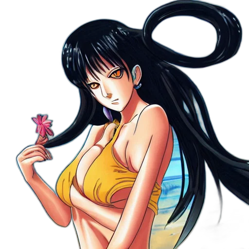 anime, concept art, fantasy art, comic book art, sultry, nico, robin, beach transparent PNG cut-out