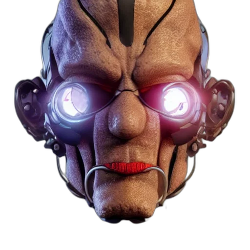 mask, robot, face, creature, cyberpunk, 3d render, concept art, comic book art transparent PNG cut-out