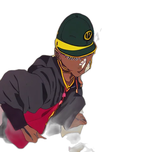 jacket, hat, weapon, staff transparent PNG cut-out