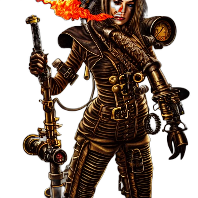 staff, robot, weapon, concept art, comic book art, fantasy art, pixel art, fire transparent PNG cut-out