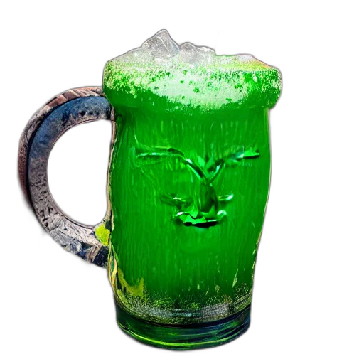 bottle, crown, 3d render, photorealistic, green, closeup, photograph, glossy transparent PNG cut-out
