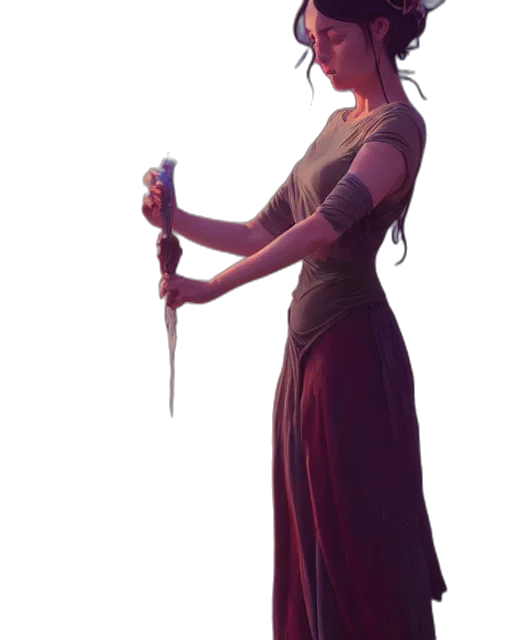 staff, dress, sword, weapon, concept art, fantasy art, pixel art, photorealistic transparent PNG cut-out