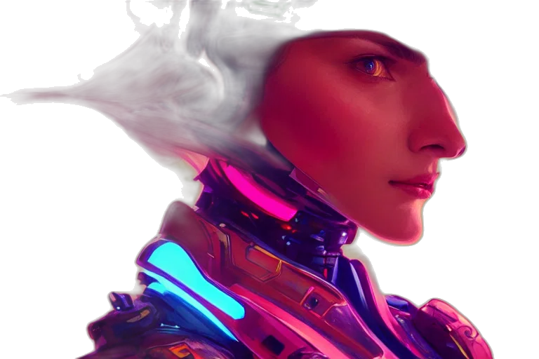 robot, face, mask, cyberpunk transparent PNG cut-out