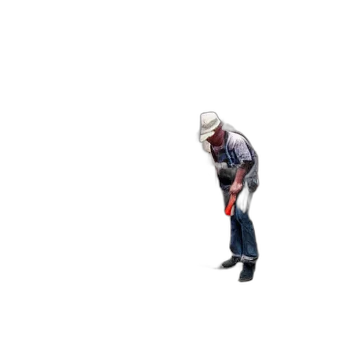 hat, jacket, staff, weapon transparent PNG cut-out