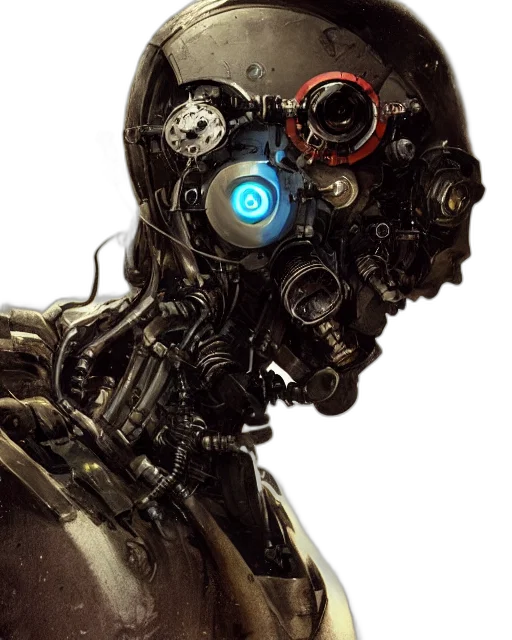 robot, face, mask, cyberpunk, concept art, 3d render, photorealistic, half transparent PNG cut-out