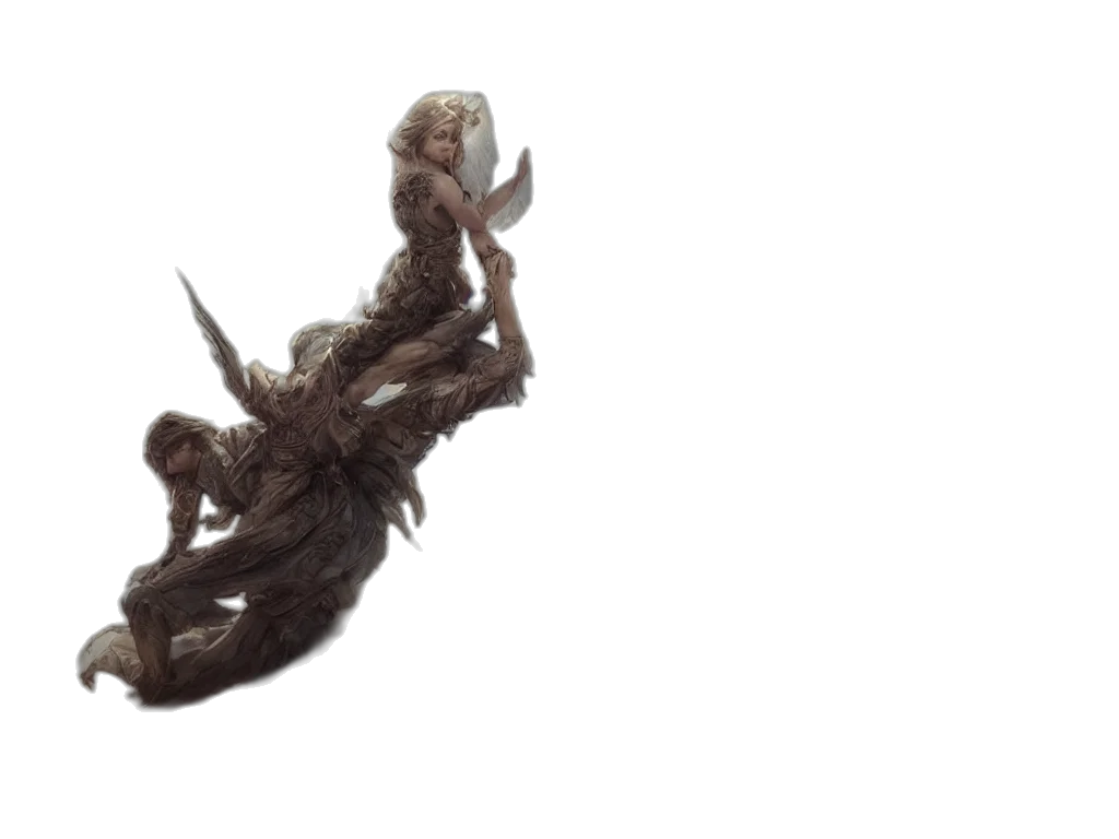 dragon, hair, creature, staff, concept art, fantasy art, 3d render, photorealistic transparent PNG cut-out