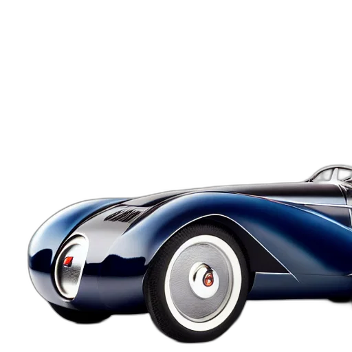 car, photorealistic, 3d render, concept art, retro, futuristic, bugatti, type transparent PNG cut-out