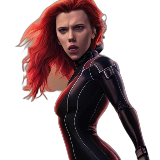 comic book art, concept art, cartoon, fantasy art, scarlett, johansson, black, widow transparent PNG cut-out