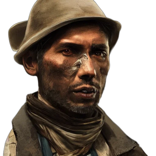face, hat, weapon, staff transparent PNG cut-out
