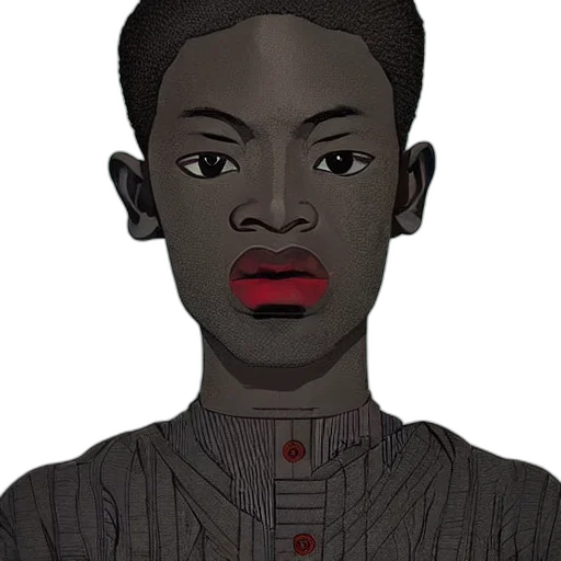 face, cartoon, photorealistic, concept art, pixel art, dark, red, upper transparent PNG cut-out