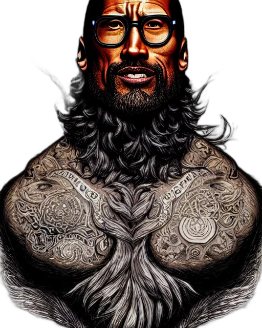 comic book art, fantasy art, photorealistic, cartoon, detailed, hipster, dwayne, johnson transparent PNG cut-out