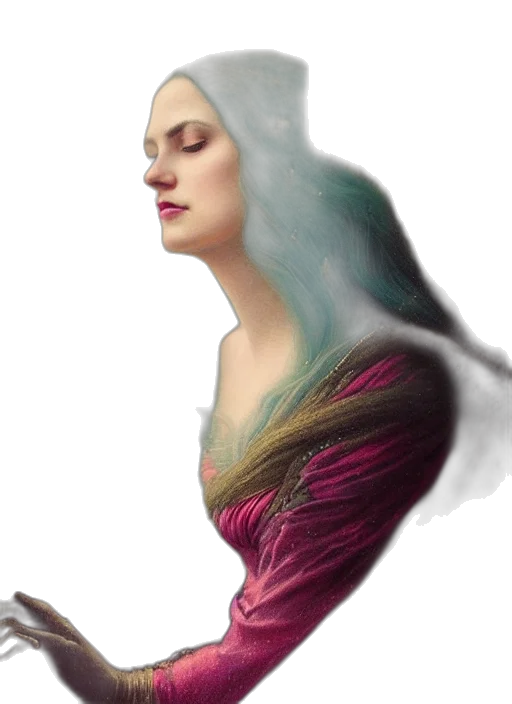 dress, hair, face, dragon transparent PNG cut-out