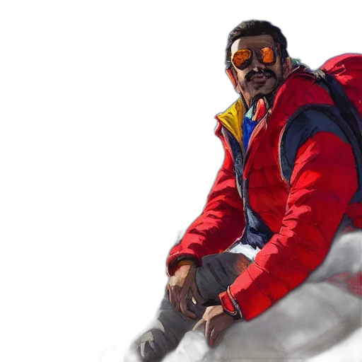 jacket, concept art, photorealistic, oil painting, 3d render, snow, red, portrait transparent PNG cut-out