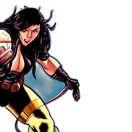 comic book art, concept art, scarlett, johansson, wolverine, men, full, body transparent PNG cut-out