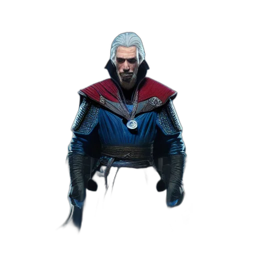 jacket, staff, face, mask, concept art, 3d render, fantasy art, pixel art transparent PNG cut-out