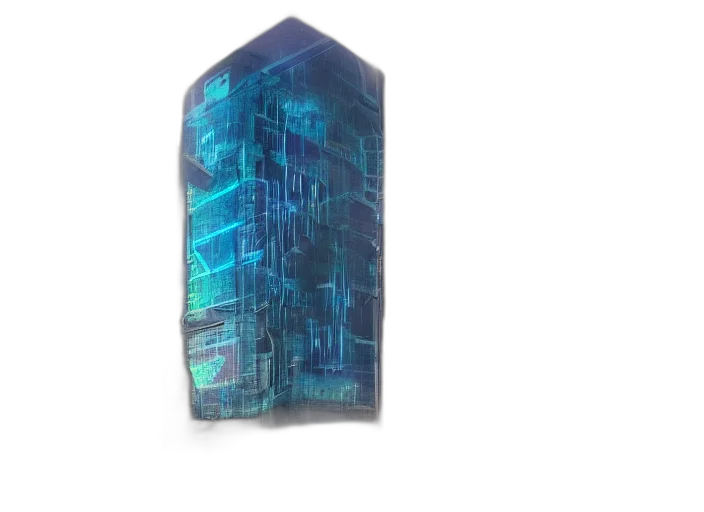 building, bottle, robot, crown, 3d render, cyberpunk, vaporwave, concept art transparent PNG cut-out