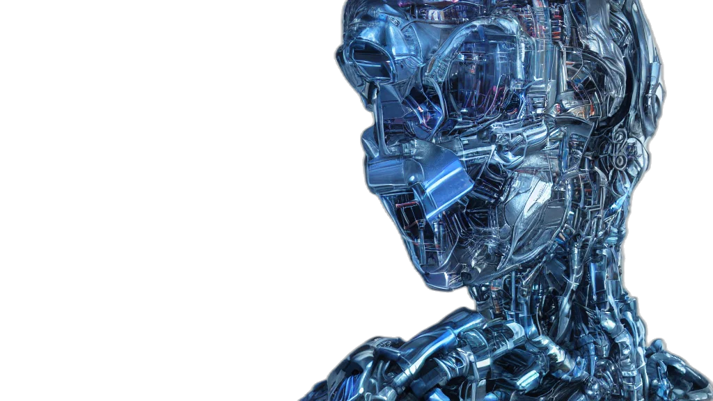robot, face, mask, cyberpunk, 3d render, concept art, supercomputer, built transparent PNG cut-out