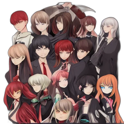 staff, hair, jacket, anime, concept art, pixel art, dark, monochrome transparent PNG cut-out