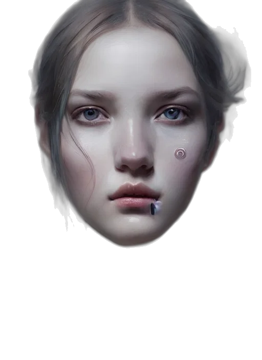 face, mask, robot, jewelry, photorealistic, fantasy art, concept art, 3d render transparent PNG cut-out