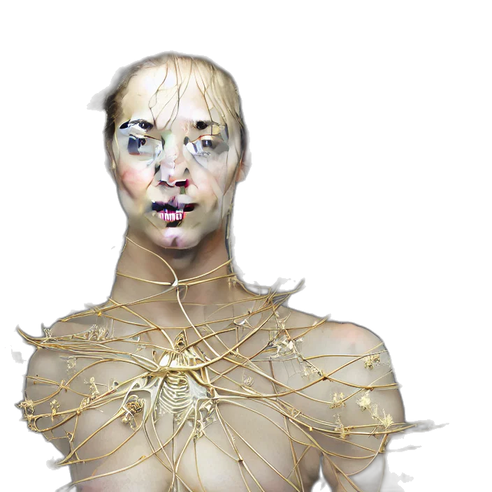 mask, face, jewelry, hair, 3d render, concept art, photorealistic, cyberpunk transparent PNG cut-out