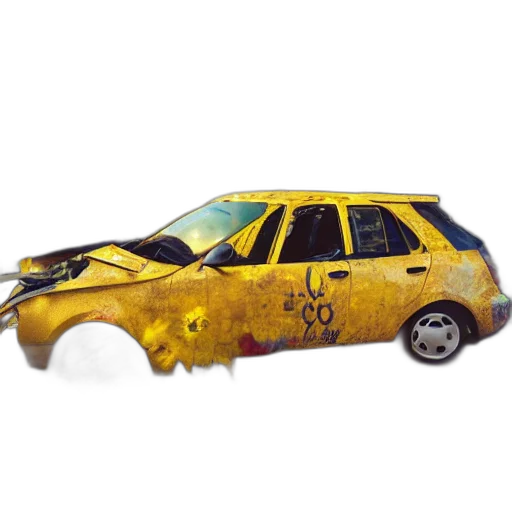 car, umbrella, weapon, 3d render, concept art, photorealistic, wreckage, ukrainian transparent PNG cut-out