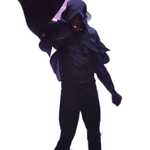 jacket, umbrella, staff, mask transparent PNG cut-out