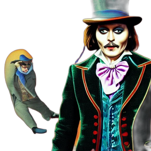 mask, concept art, comic book art, 3d render, cartoon, portrait, johnny, depp transparent PNG cut-out