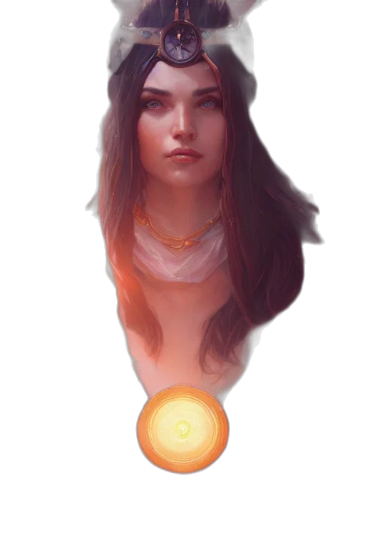 face, jewelry, hair, staff, fantasy art, concept art, watercolor, photorealistic transparent PNG cut-out