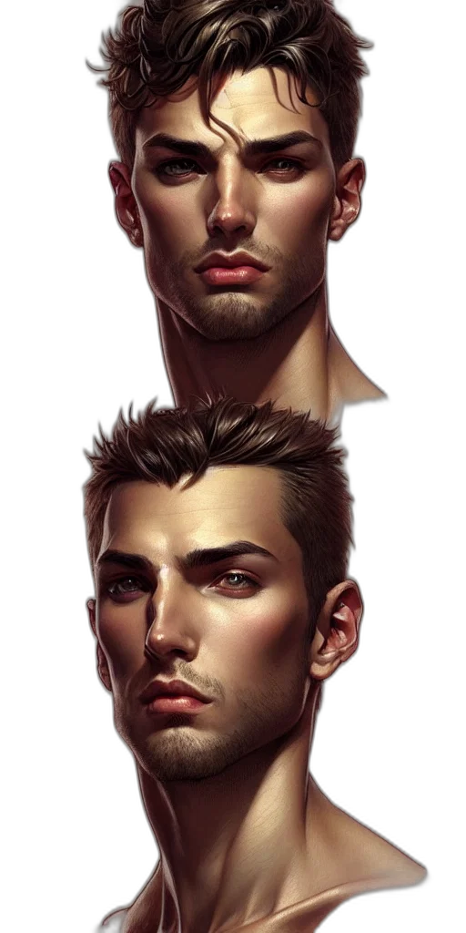 face, fantasy art, photorealistic, concept art, comic book art, red, earth tones, dark transparent PNG cut-out