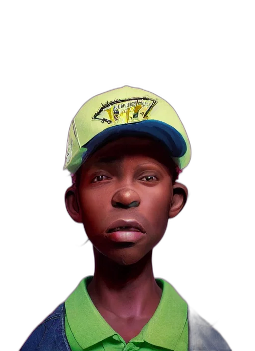 face, staff, hat, photorealistic, 3d render, concept art, cartoon, green transparent PNG cut-out