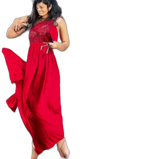 dress, photorealistic, red, photo transparent PNG cut-out