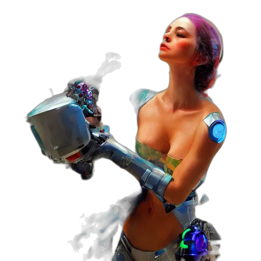 robot, jewelry, weapon, staff transparent PNG cut-out