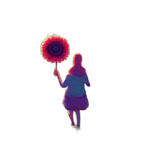 umbrella, flower, dress, staff, pixel art, watercolor, concept art, 3d render transparent PNG cut-out