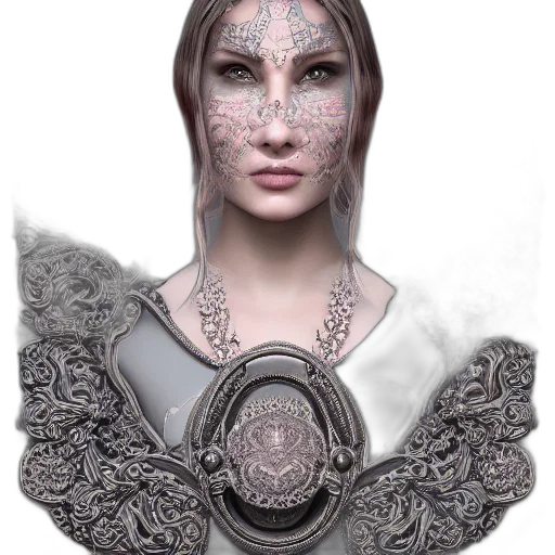 mask, jewelry, face, robot, fantasy art, concept art, photorealistic, 3d render transparent PNG cut-out
